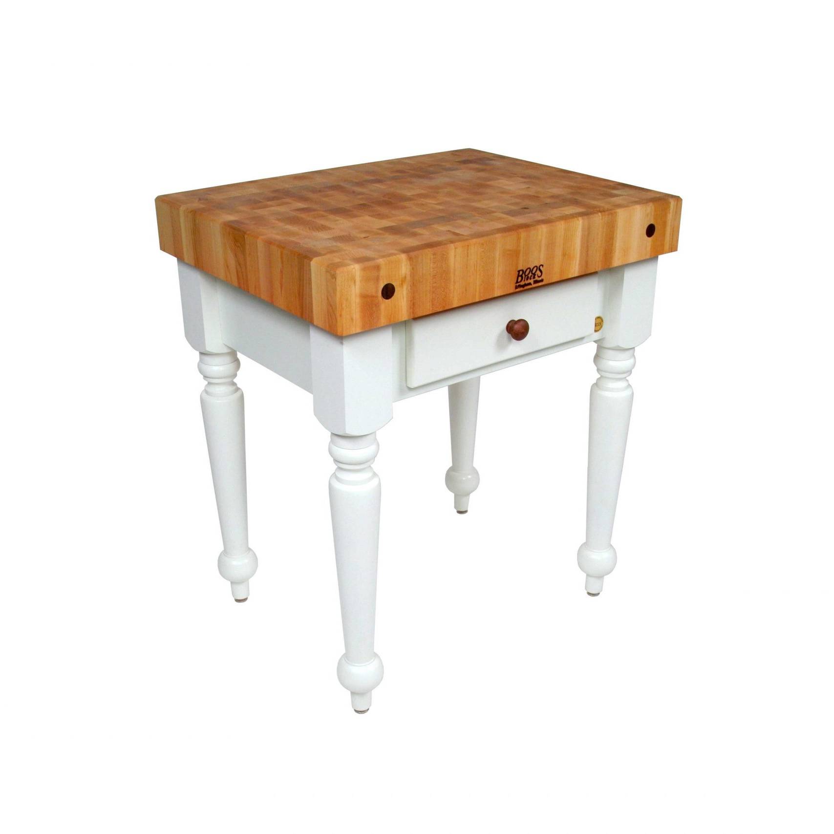 Boos® Maple Rustica Kitchen Island mit 10cm dicker Stirnholzplatte und Schublade 31